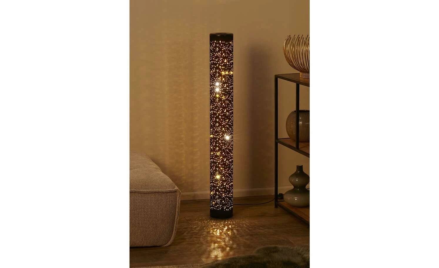 Trio LED-Stehleuchte, 1-flammig, Stoff schwarz/gold 3 Trio LED-Stehleuchte, 1-flammig, Stoff schwarz/gold