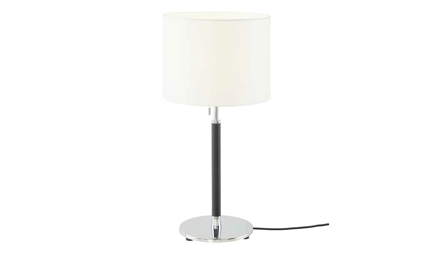 B-Leuchten Tischleuchte, 1-flammig, schwarz/chrom, Stoffschirm 4 B-Leuchten Tischleuchte, 1-flammig, schwarz/chrom, Stoffschirm – Bild 2