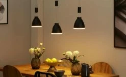 B-Leuchten LED-Pendeleuchte, 3-flammig, schwarz mit indirekter Beleuchtung