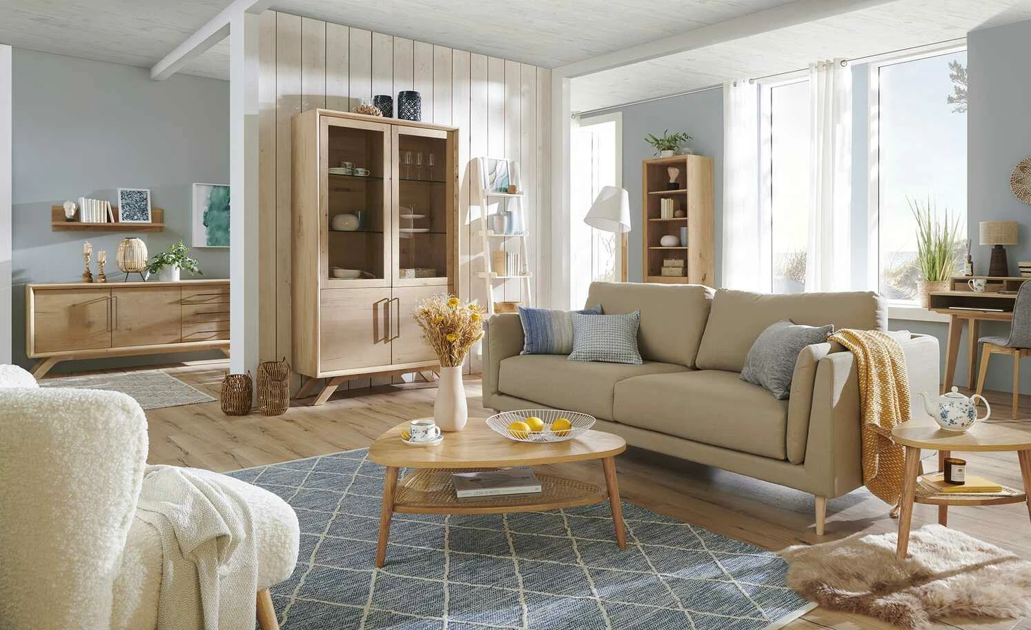 Trio Tischleuchte, 2-flammig, Rattangeflecht 4 Trio Tischleuchte, 2-flammig, Rattangeflecht – Bild 2