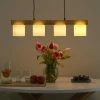 Trio Pendelleuchte, 4-flammig, Holz/ Stoffschirm weiß 2 Trio Pendelleuchte, 4-flammig, Holz/ Stoffschirm weiß -Innenleuchten Verkaufsladen 11687144 5 202201251234