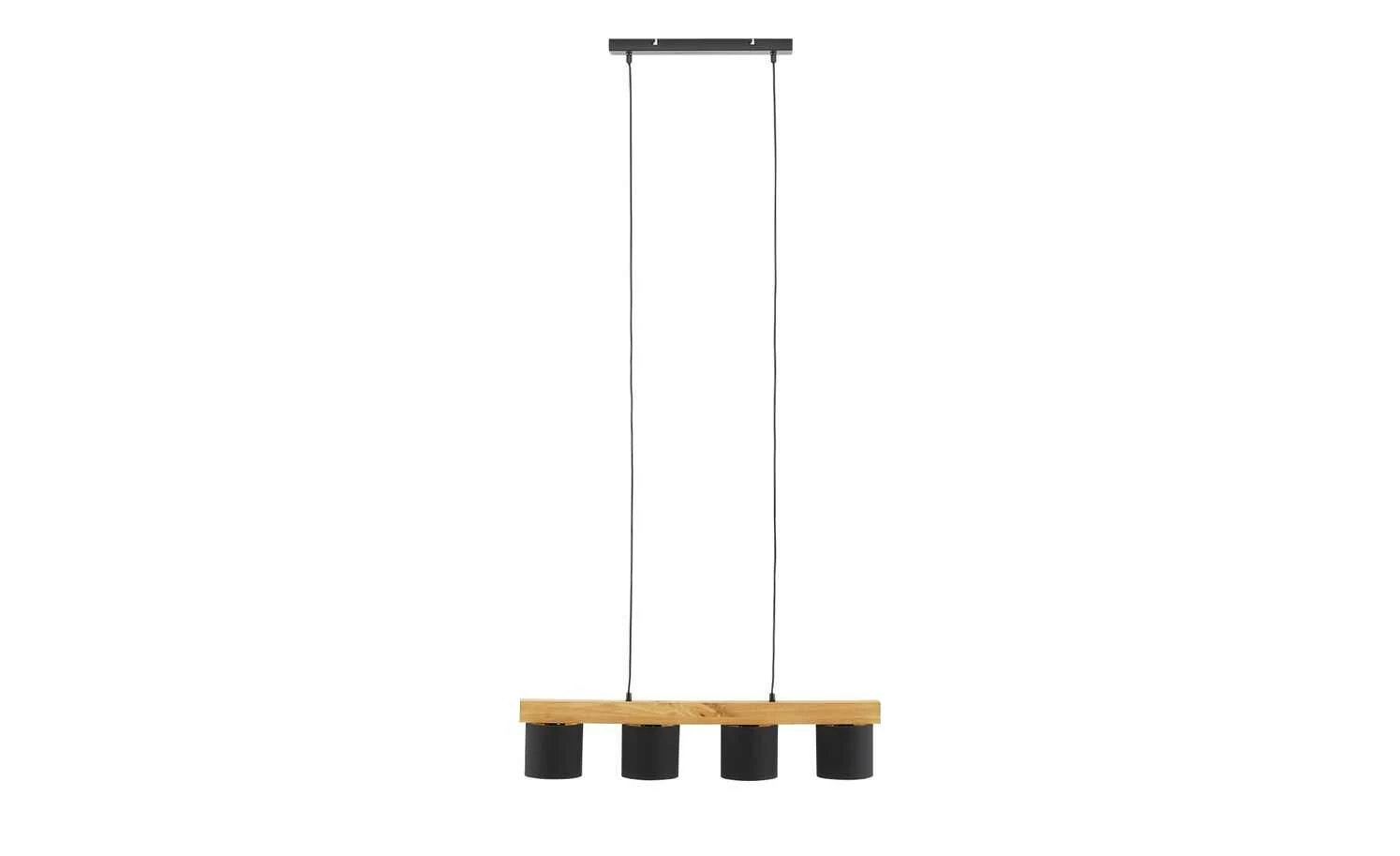 Trio Pendelleuchte, 4-flammig, Holz/ Stoffschirm schwarz/goldfarben 5 Trio Pendelleuchte, 4-flammig, Holz/ Stoffschirm schwarz/goldfarben – Bild 3