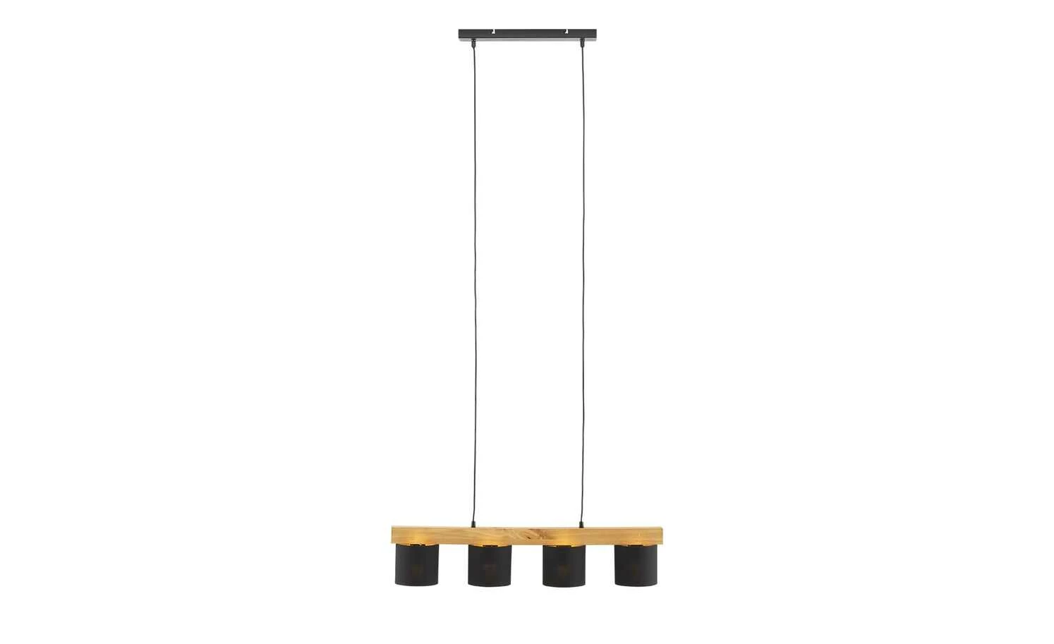 Trio Pendelleuchte, 4-flammig, Holz/ Stoffschirm schwarz/goldfarben 6 Trio Pendelleuchte, 4-flammig, Holz/ Stoffschirm schwarz/goldfarben – Bild 4