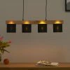 Trio Pendelleuchte, 4-flammig, Holz/ Stoffschirm schwarz/goldfarben -Innenleuchten Verkaufsladen 11687145 3 202201251234