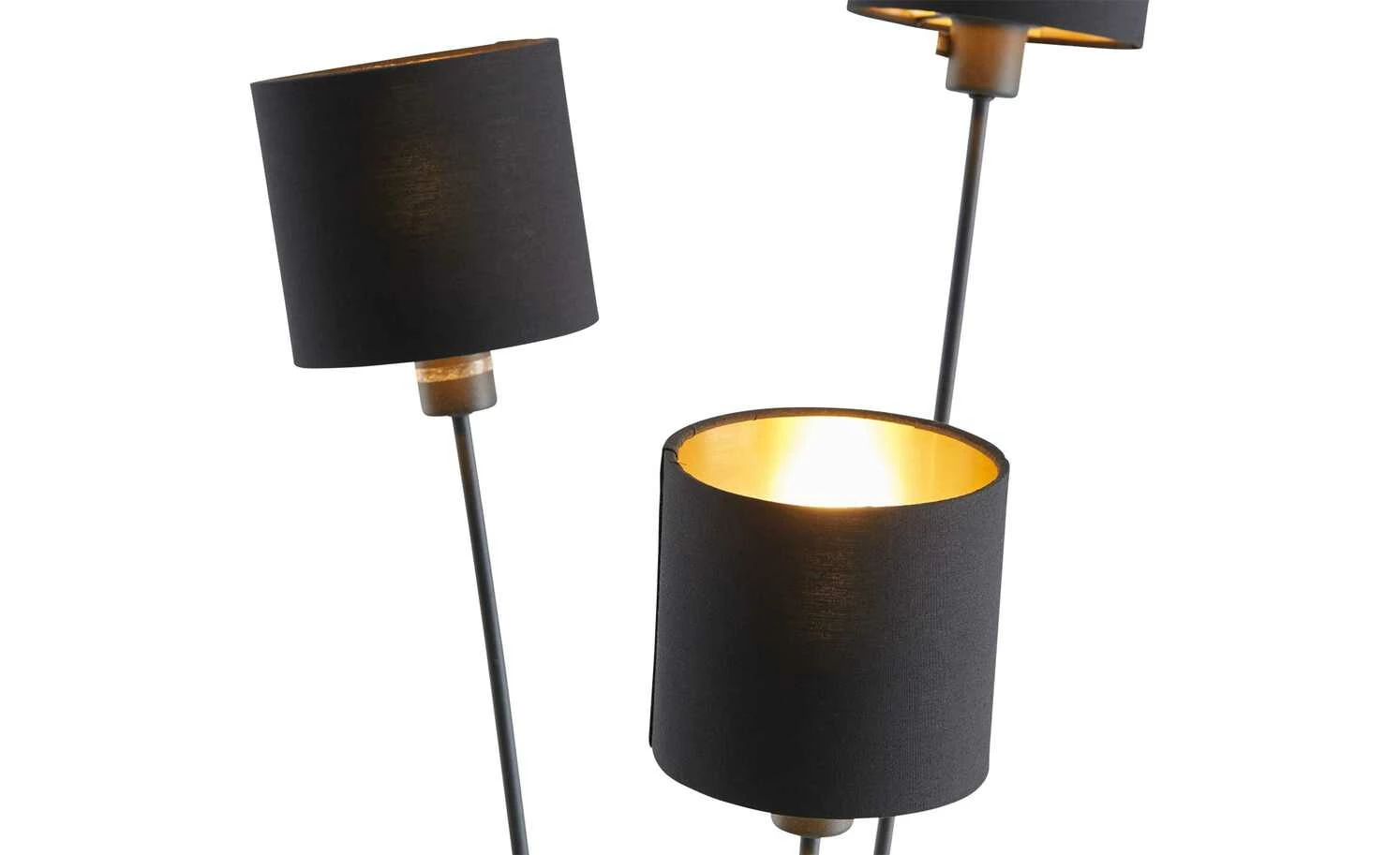 Trio Stehleuchte, 3-flammig, schwarz, Stoffschirm schwarz/gold 7 Trio Stehleuchte, 3-flammig, schwarz, Stoffschirm schwarz/gold – Bild 5