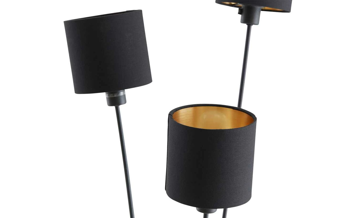 Trio Stehleuchte, 3-flammig, schwarz, Stoffschirm schwarz/gold 8 Trio Stehleuchte, 3-flammig, schwarz, Stoffschirm schwarz/gold – Bild 6