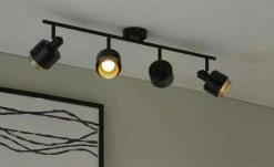 Wofi Deckenstrahler, 4-flammig, schwarz/gold