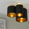 Deckenleuchte, 3-flammig, Stoffschirm schwarz/gold -Innenleuchten Verkaufsladen 11687188 3 202202071235