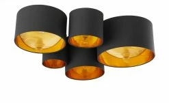 Deckenleuchte, 5-flammig, Stoffschirm schwarz/gold -Innenleuchten Verkaufsladen 11687189 1 202202071235