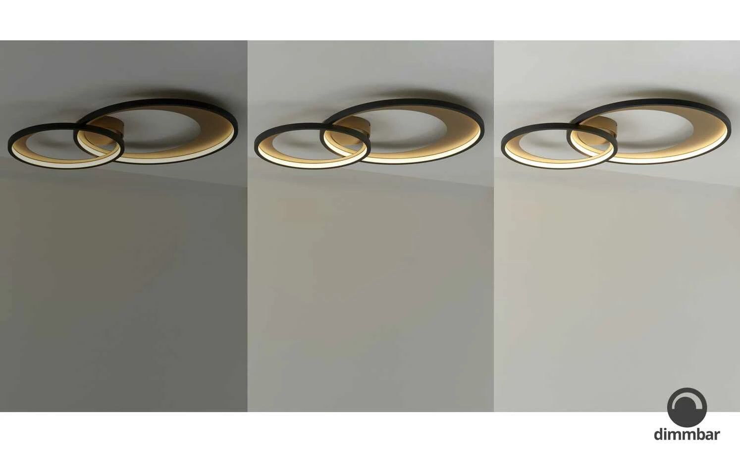 Trio LED-Deckenleuchte, schwarz/ gold ´groß´ | 36|W 3 Trio LED-Deckenleuchte, schwarz/ gold ´groß´ | 36|W