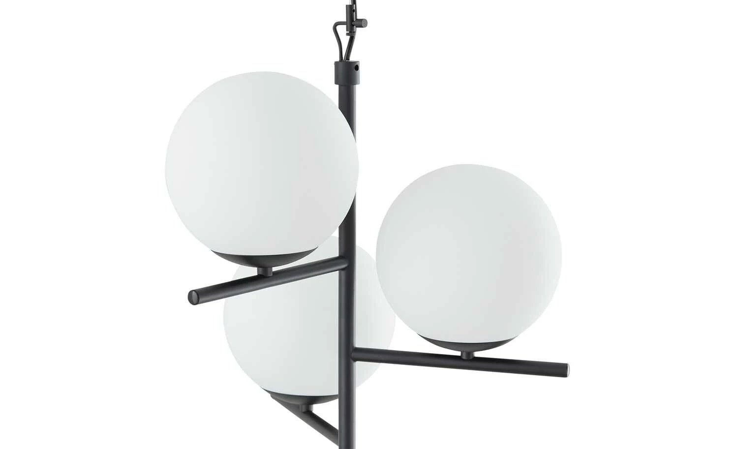 Trio Pendelleuchte, 3-flammig, schwarz, Kugeln weiß 4 Trio Pendelleuchte, 3-flammig, schwarz, Kugeln weiß – Bild 2