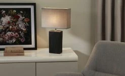 Fischer-Honsel Tischleuchte, 1-flammig, Keramik schwarz antik