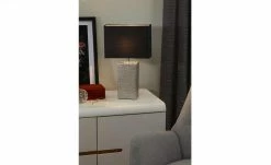 Fischer-Honsel Tischleuchte, 1-flammig, silberfarben antik/ schwarz `groß` | 50|cm