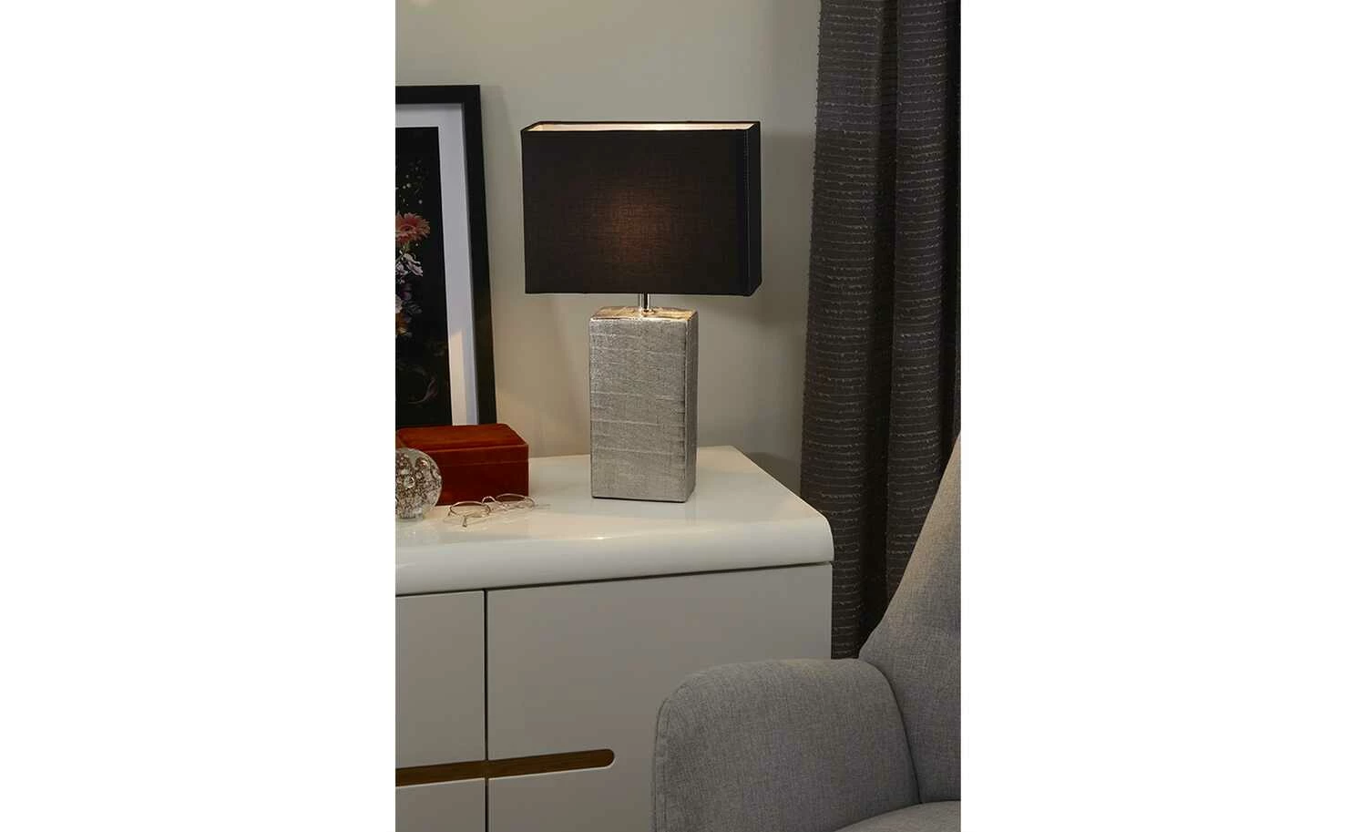 Fischer-Honsel Tischleuchte, 1-flammig, silberfarben antik/ schwarz `groß` | 50|cm 3 Fischer-Honsel Tischleuchte, 1-flammig, silberfarben antik/ schwarz `groß` | 50|cm