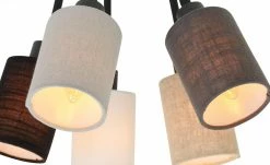 Fischer-Honsel Deckenleuchte, 5-flammig, schwarz mit Leinenschirmen -Innenleuchten Verkaufsladen 11687355 1 202204222231