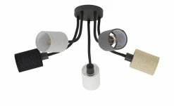 Fischer-Honsel Deckenleuchte, 5-flammig, schwarz mit Leinenschirmen -Innenleuchten Verkaufsladen 11687355 6 202204222231