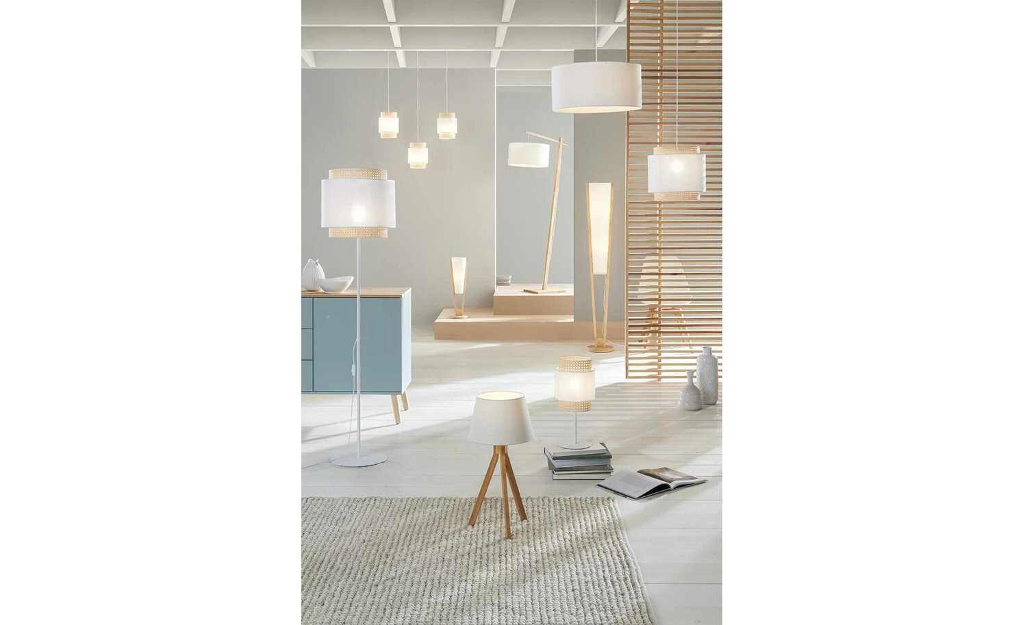 Pendelleuchte, 1-flammig, Stoff weiß 3 Pendelleuchte, 1-flammig, Stoff weiß