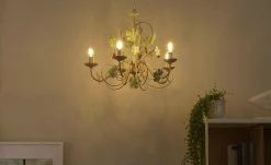 Kronleuchter, 5-flammig, elfenbeinfarben