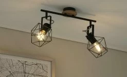 Paul Neuhaus Deckenstrahler, 2-flammig, Rubber Wood/Drahtgestell