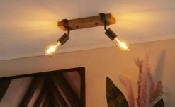 Paul Neuhaus Deckenstrahler, 2-flammig, Kiefernholz/Metall