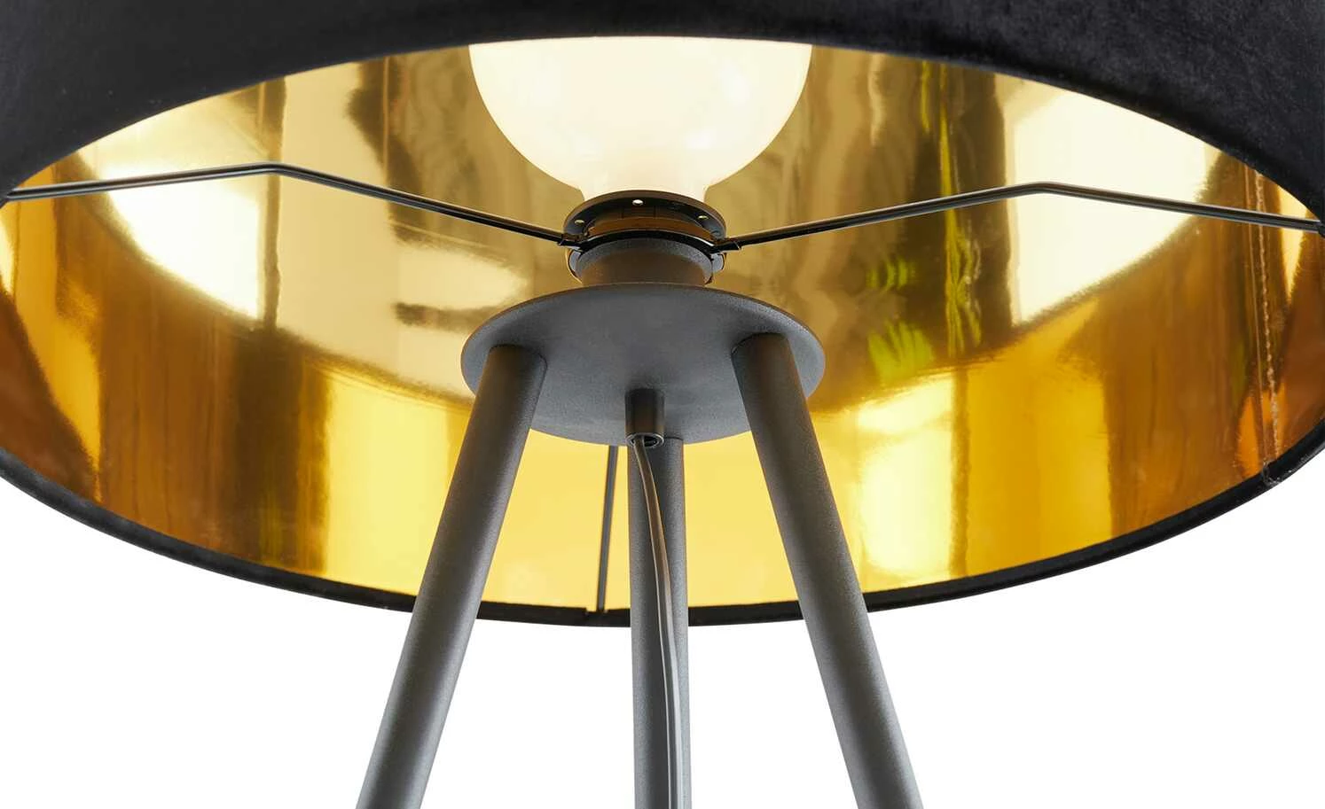 Stehleuchte, 1-flammig, Samtschirm schwarz/gold 9 Stehleuchte, 1-flammig, Samtschirm schwarz/gold – Bild 7