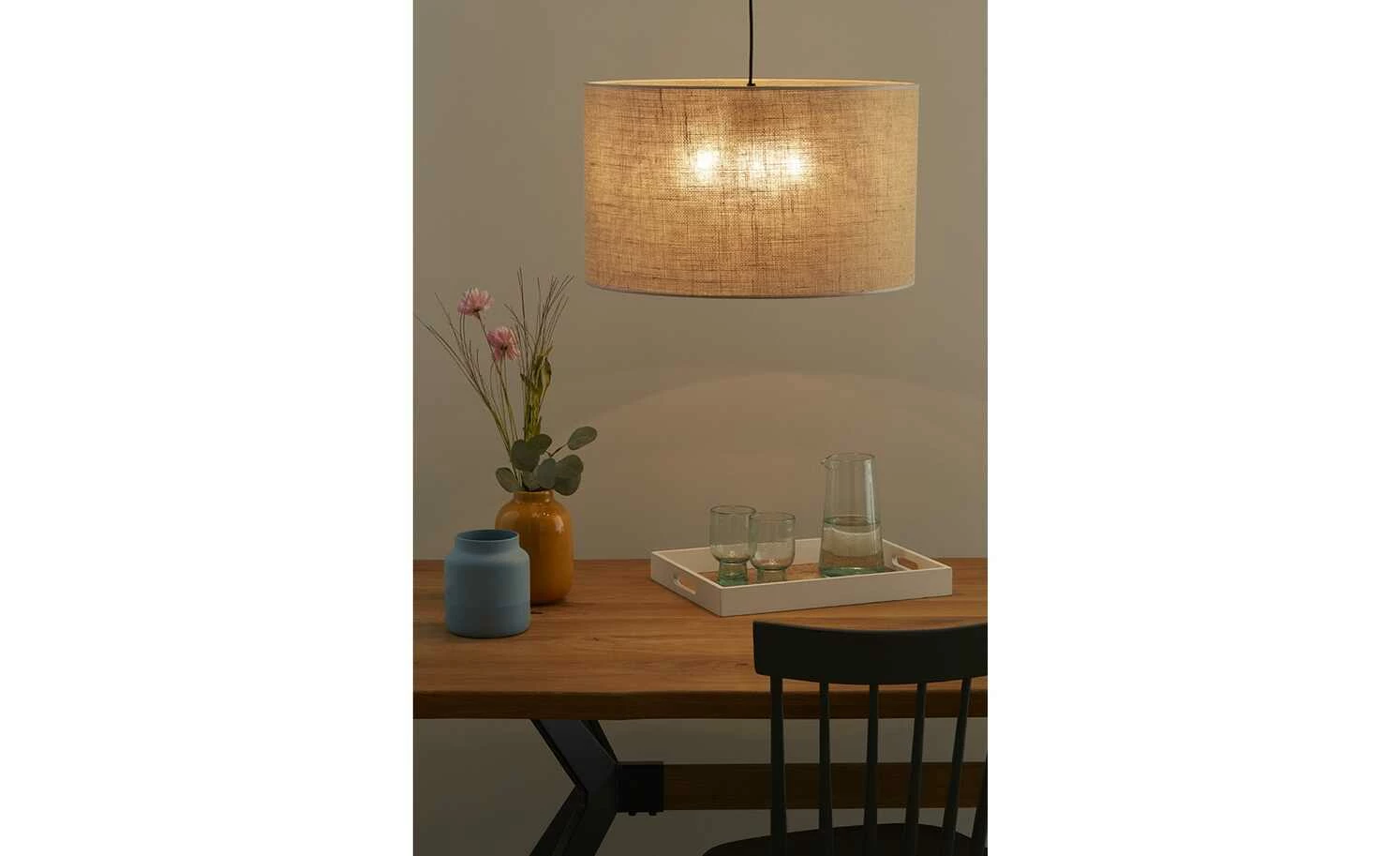 Pendelleuchte, 3-flammig, Juteschirm | 50|cm 3 Pendelleuchte, 3-flammig, Juteschirm | 50|cm