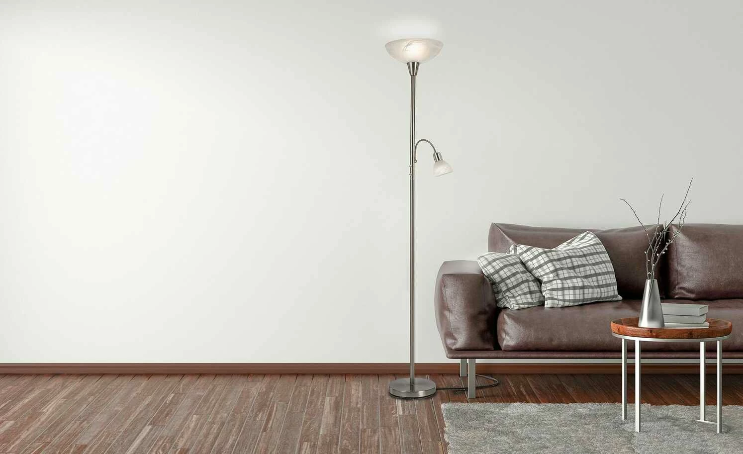 Deckenfluter, 2-flammig, Nickel-matt 4 Deckenfluter, 2-flammig, Nickel-matt – Bild 2