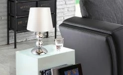 Tischleuchte, 1-flammig, chrom mit Stoffschirm -Innenleuchten Verkaufsladen 11687903 4 202204122233