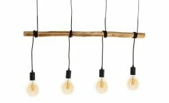 Pendelleuchte, 4-flammig, Eukalyptusholz-Balken