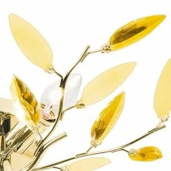 Deckenleuchte, 4-flammig, goldfarben mit Blättern -Innenleuchten Verkaufsladen 11687937 2 202204122233
