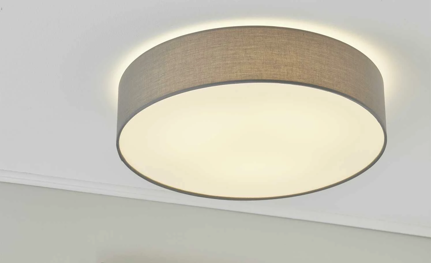 KHG LED-Deckenleuchte, 1-flammig, Stoffschirm grau 4 KHG LED-Deckenleuchte, 1-flammig, Stoffschirm grau – Bild 2