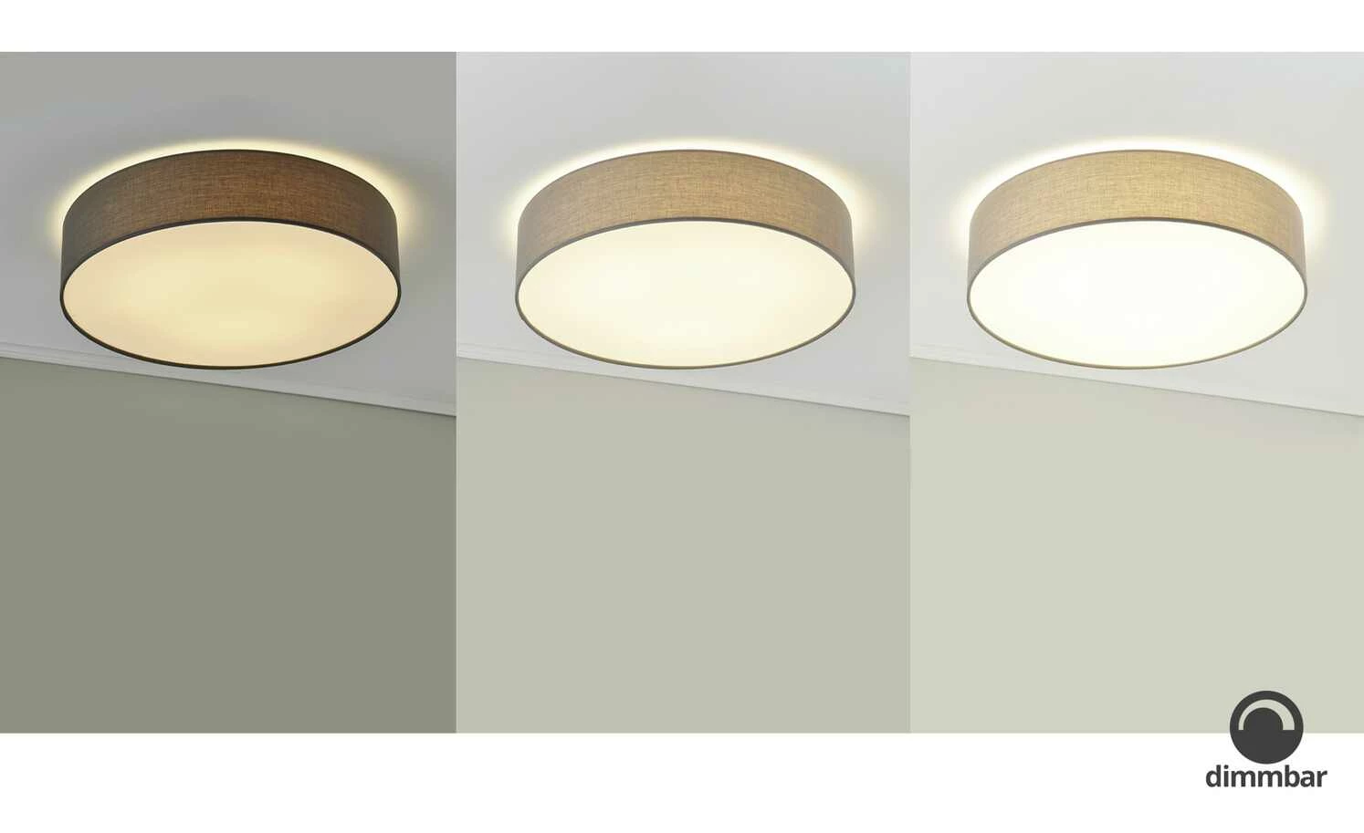 KHG LED-Deckenleuchte, 1-flammig, Stoffschirm grau 3 KHG LED-Deckenleuchte, 1-flammig, Stoffschirm grau