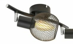 Deckenstrahler, 2-flammig, Drahtschirm schwarz -Innenleuchten Verkaufsladen 665206 2 202101292237