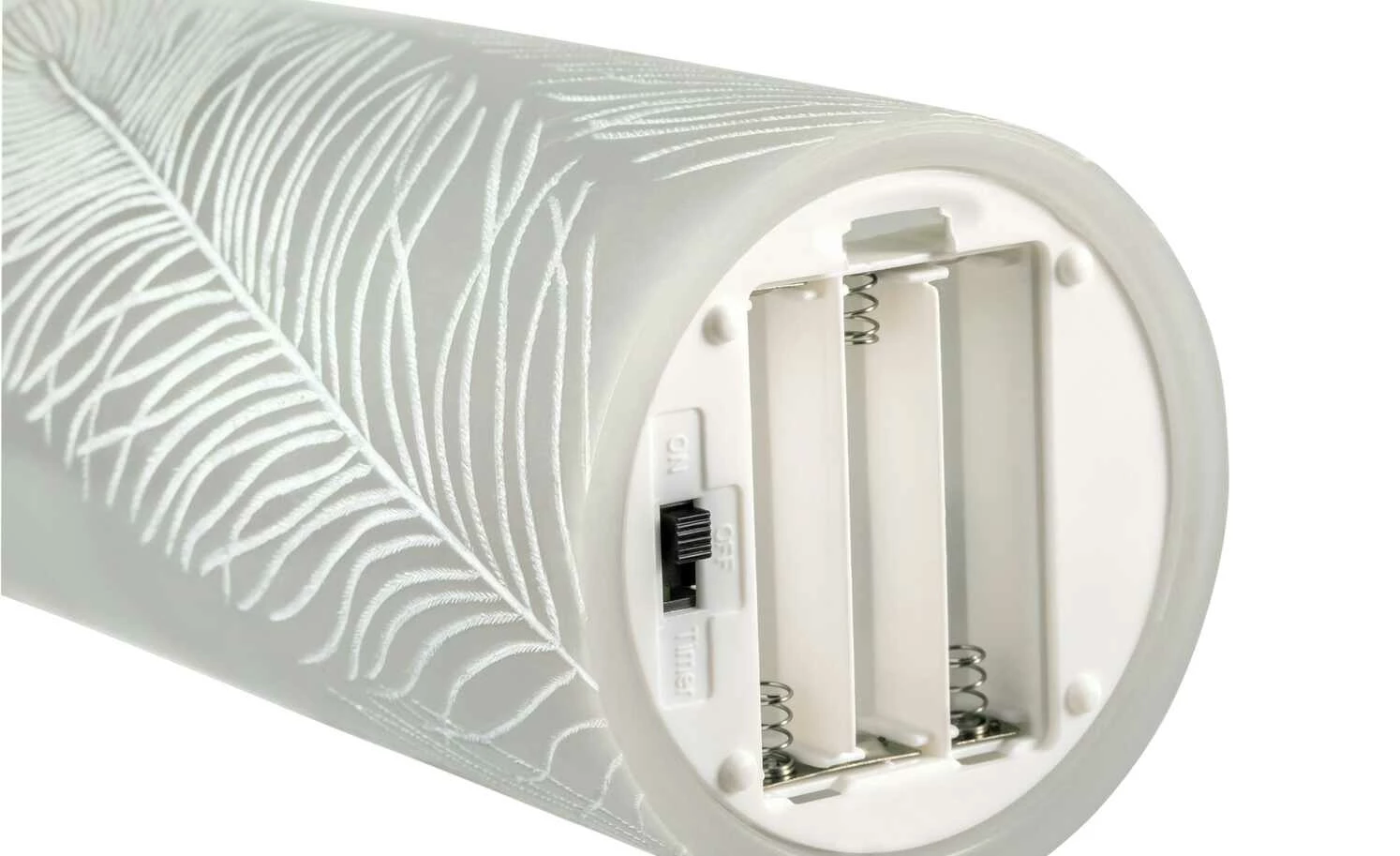 LED-Echtwachs-Kerzen 2er-Set, grau mit Federoptik 9 LED-Echtwachs-Kerzen 2er-Set, grau mit Federoptik – Bild 7