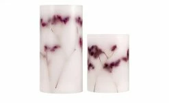 LED-Echtwachs-Kerzen 2er-Set, weiß mit Blumen -Innenleuchten Verkaufsladen 665443 4 202201191242