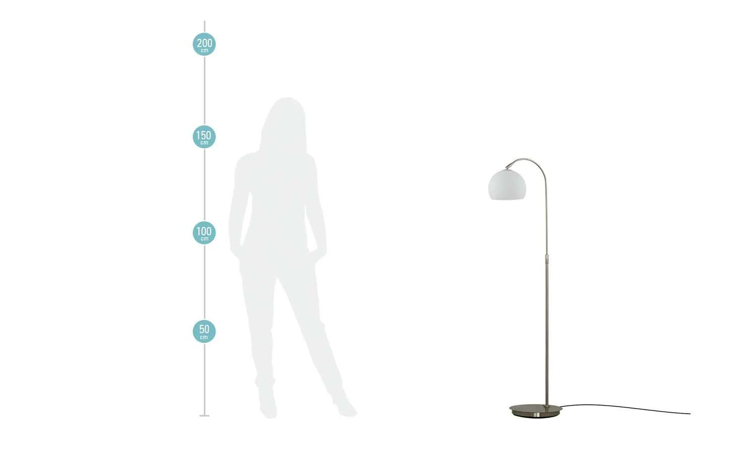 Fischer-Honsel Stehlampe mit gebogenem, verstellbarem Arm | Nickel matt 10 Fischer-Honsel Stehlampe mit gebogenem, verstellbarem Arm | Nickel matt – Bild 8