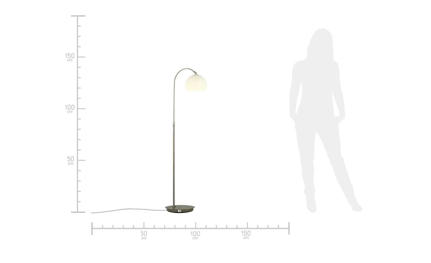 Fischer-Honsel Stehlampe mit gebogenem, verstellbarem Arm | Nickel matt 11 Fischer-Honsel Stehlampe mit gebogenem, verstellbarem Arm | Nickel matt – Bild 9