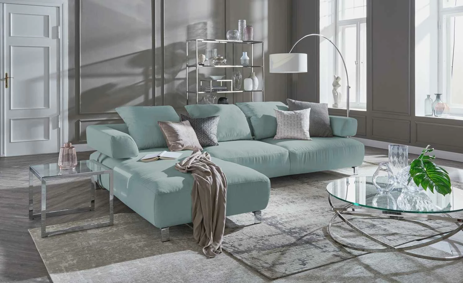 HOME STORY Bogenleuchte mit weißem Stoffschirm 41 HOME STORY Bogenleuchte mit weißem Stoffschirm – Bild 39