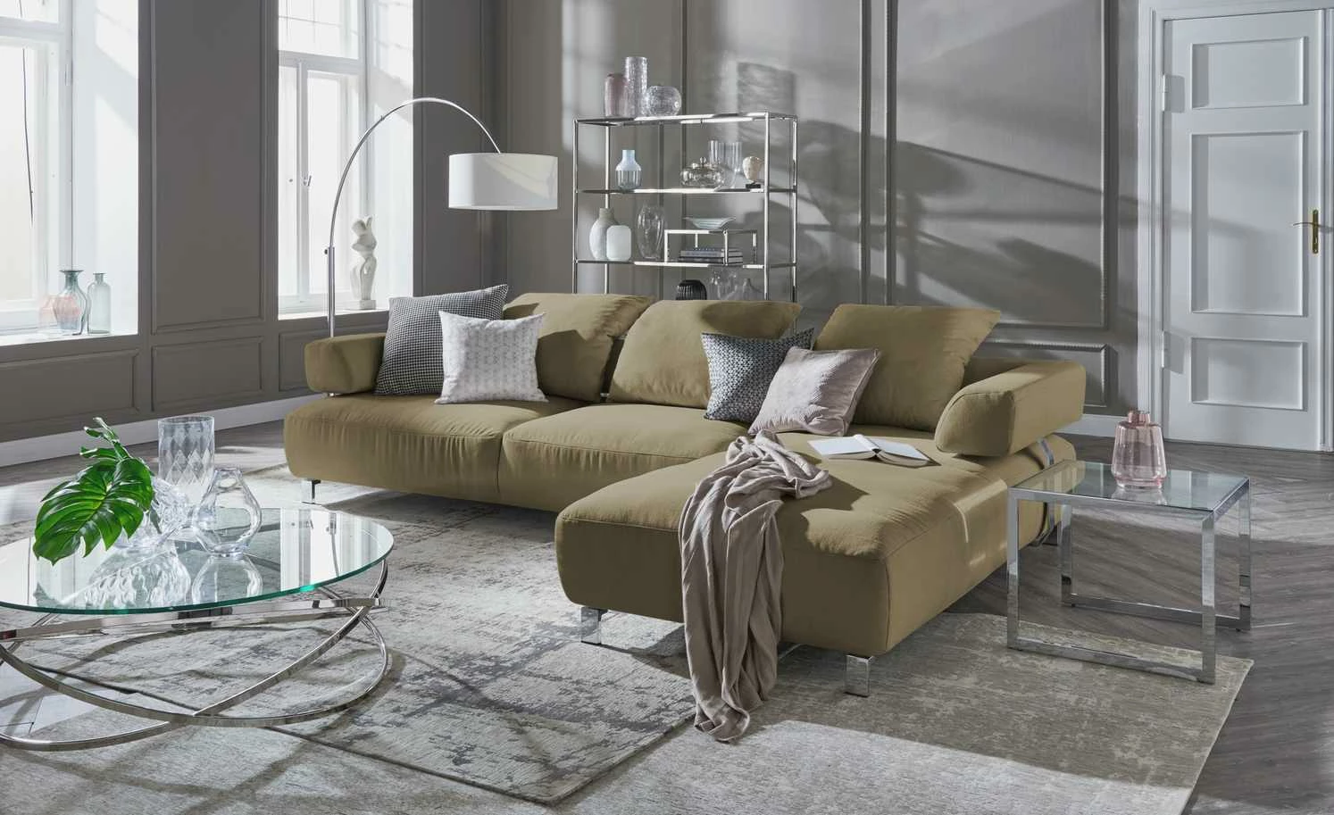 HOME STORY Bogenleuchte mit weißem Stoffschirm 38 HOME STORY Bogenleuchte mit weißem Stoffschirm – Bild 36