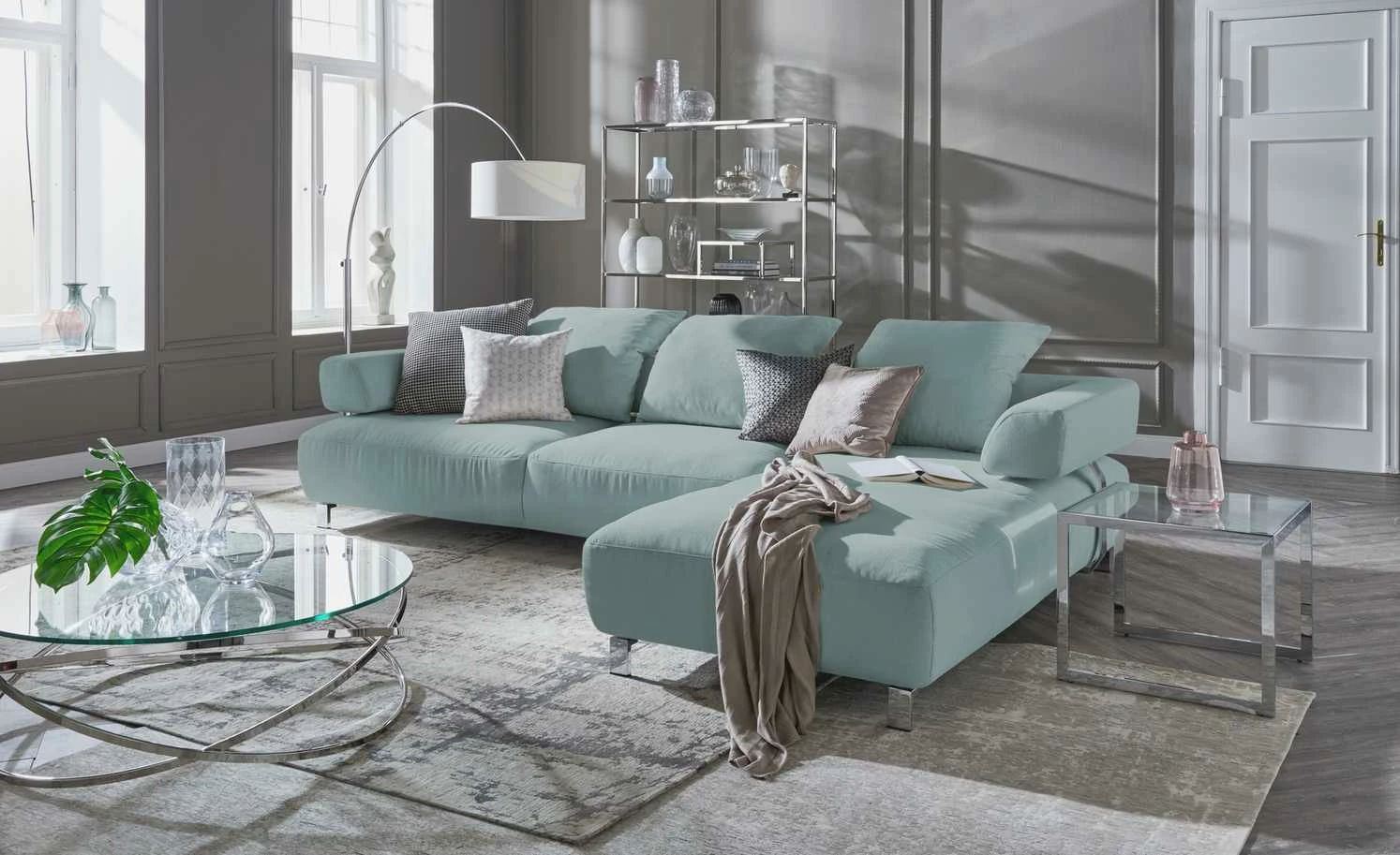 HOME STORY Bogenleuchte mit weißem Stoffschirm 35 HOME STORY Bogenleuchte mit weißem Stoffschirm – Bild 33