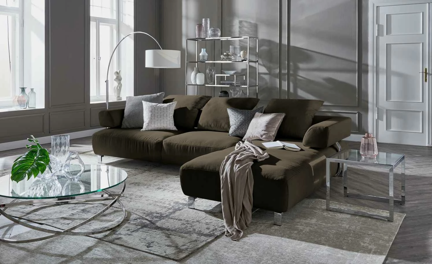 HOME STORY Bogenleuchte mit weißem Stoffschirm 34 HOME STORY Bogenleuchte mit weißem Stoffschirm – Bild 32