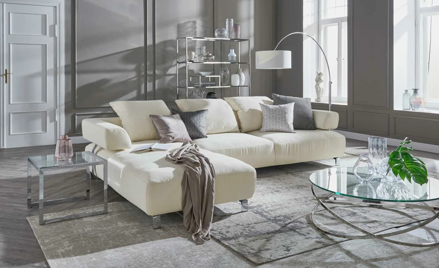 HOME STORY Bogenleuchte mit weißem Stoffschirm 33 HOME STORY Bogenleuchte mit weißem Stoffschirm – Bild 31