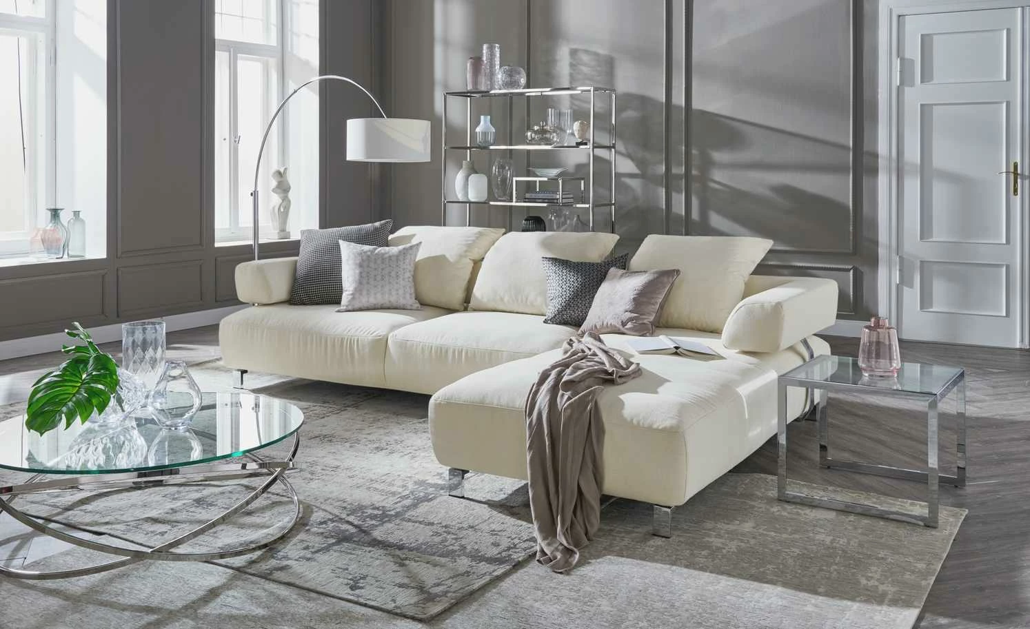 HOME STORY Bogenleuchte mit weißem Stoffschirm 32 HOME STORY Bogenleuchte mit weißem Stoffschirm – Bild 30