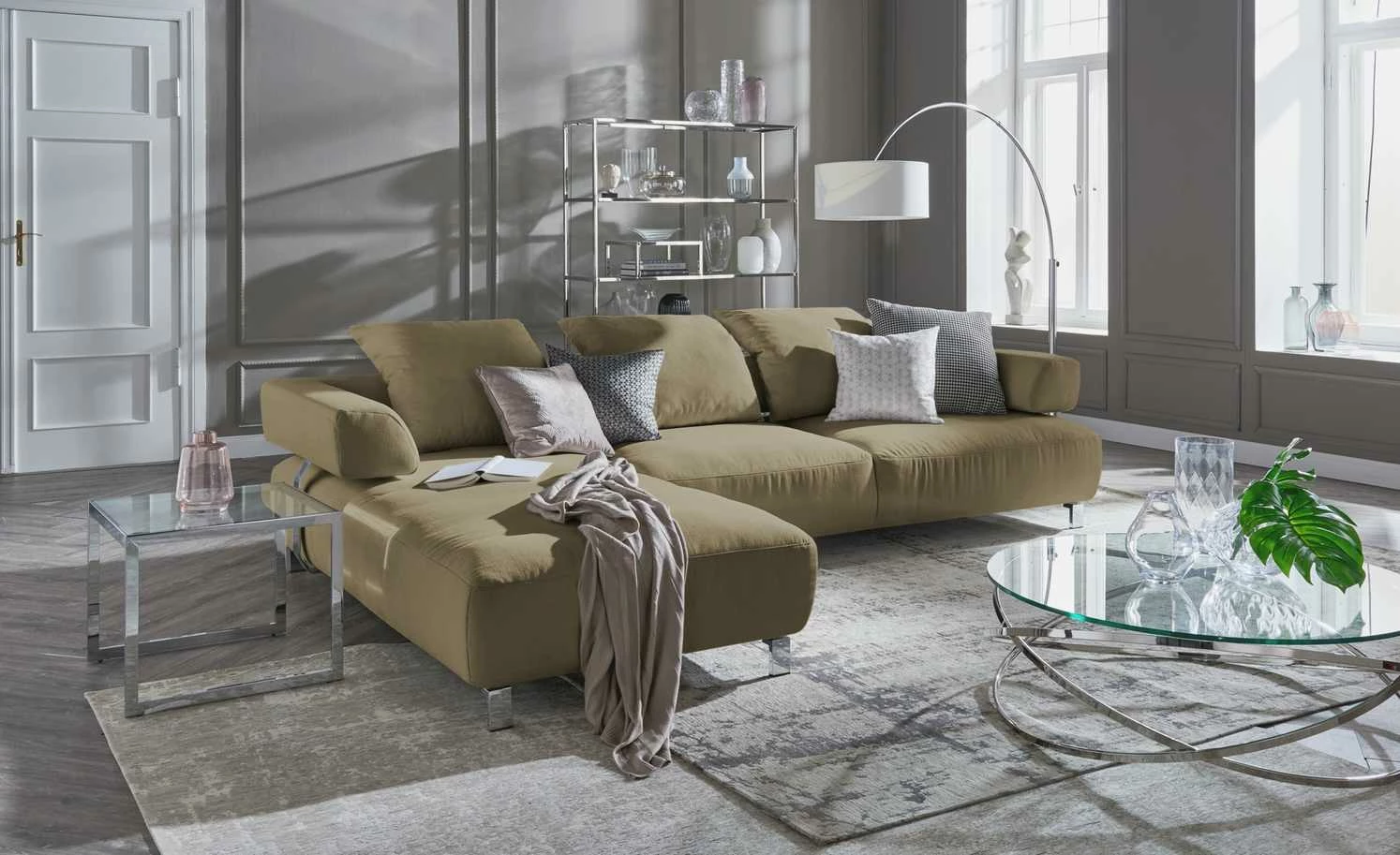 HOME STORY Bogenleuchte mit weißem Stoffschirm 30 HOME STORY Bogenleuchte mit weißem Stoffschirm – Bild 28