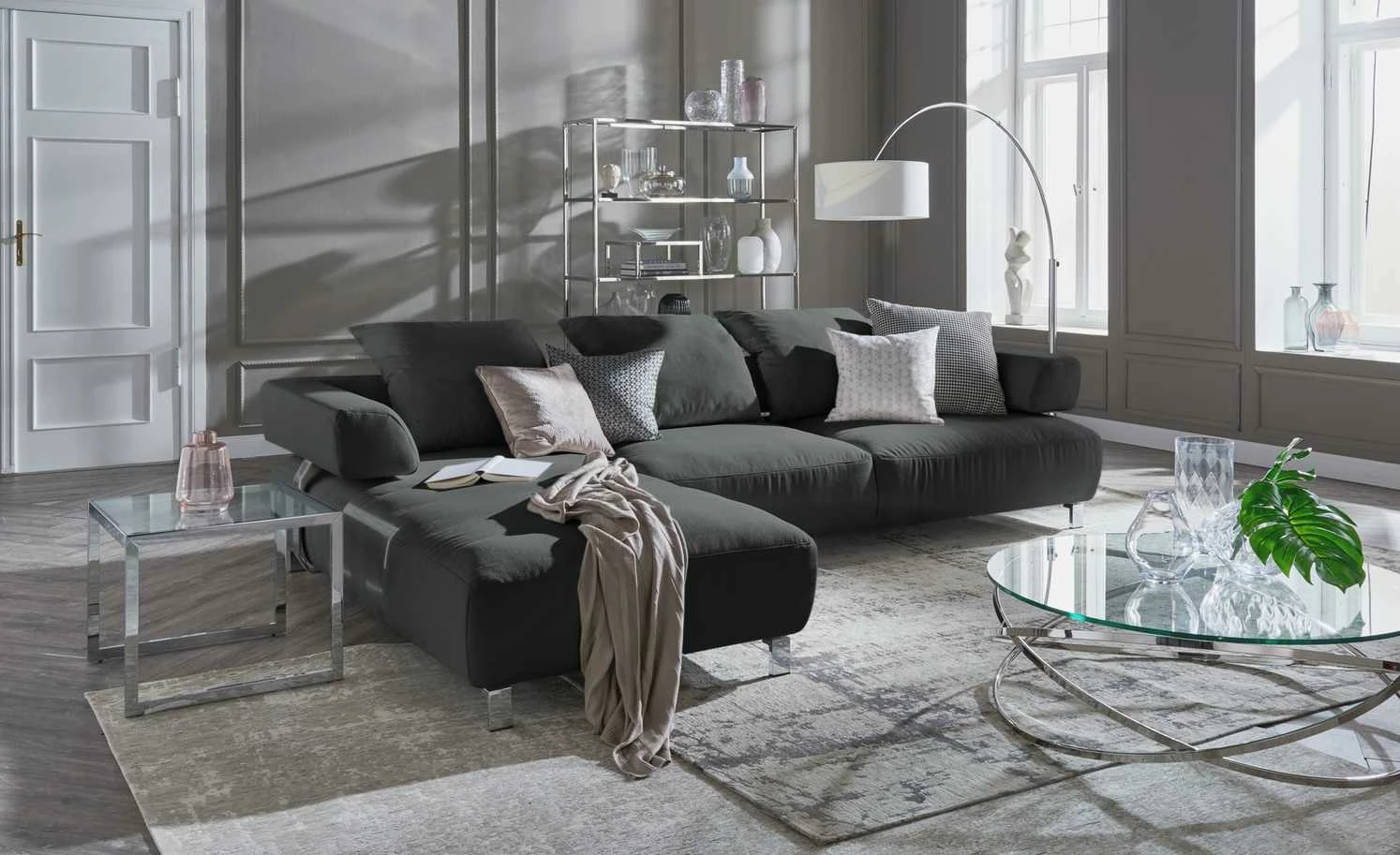 HOME STORY Bogenleuchte mit weißem Stoffschirm 29 HOME STORY Bogenleuchte mit weißem Stoffschirm – Bild 27