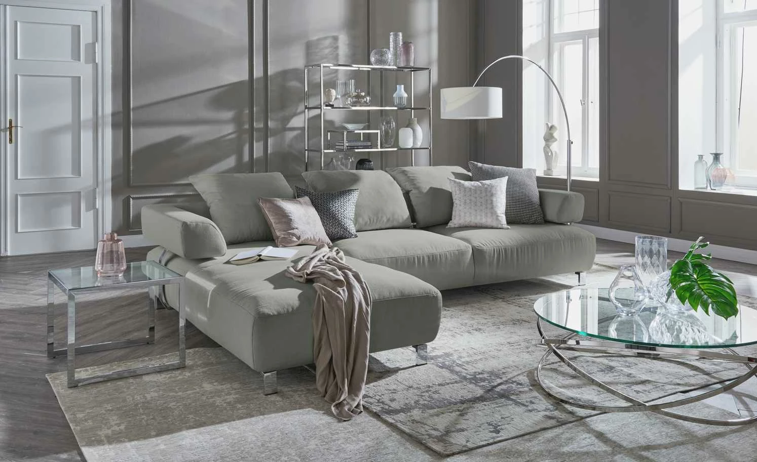 HOME STORY Bogenleuchte mit weißem Stoffschirm 28 HOME STORY Bogenleuchte mit weißem Stoffschirm – Bild 26