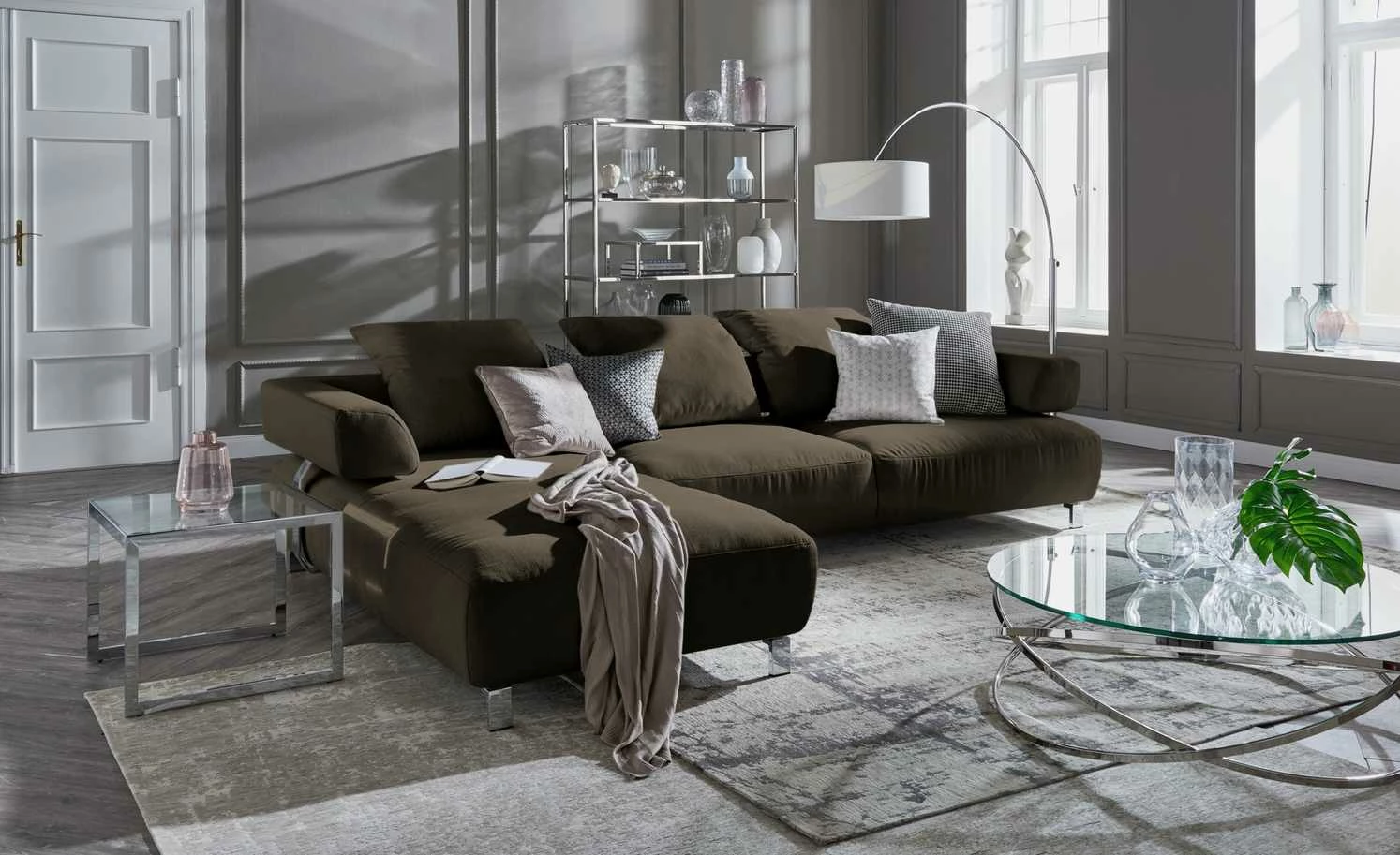 HOME STORY Bogenleuchte mit weißem Stoffschirm 26 HOME STORY Bogenleuchte mit weißem Stoffschirm – Bild 24