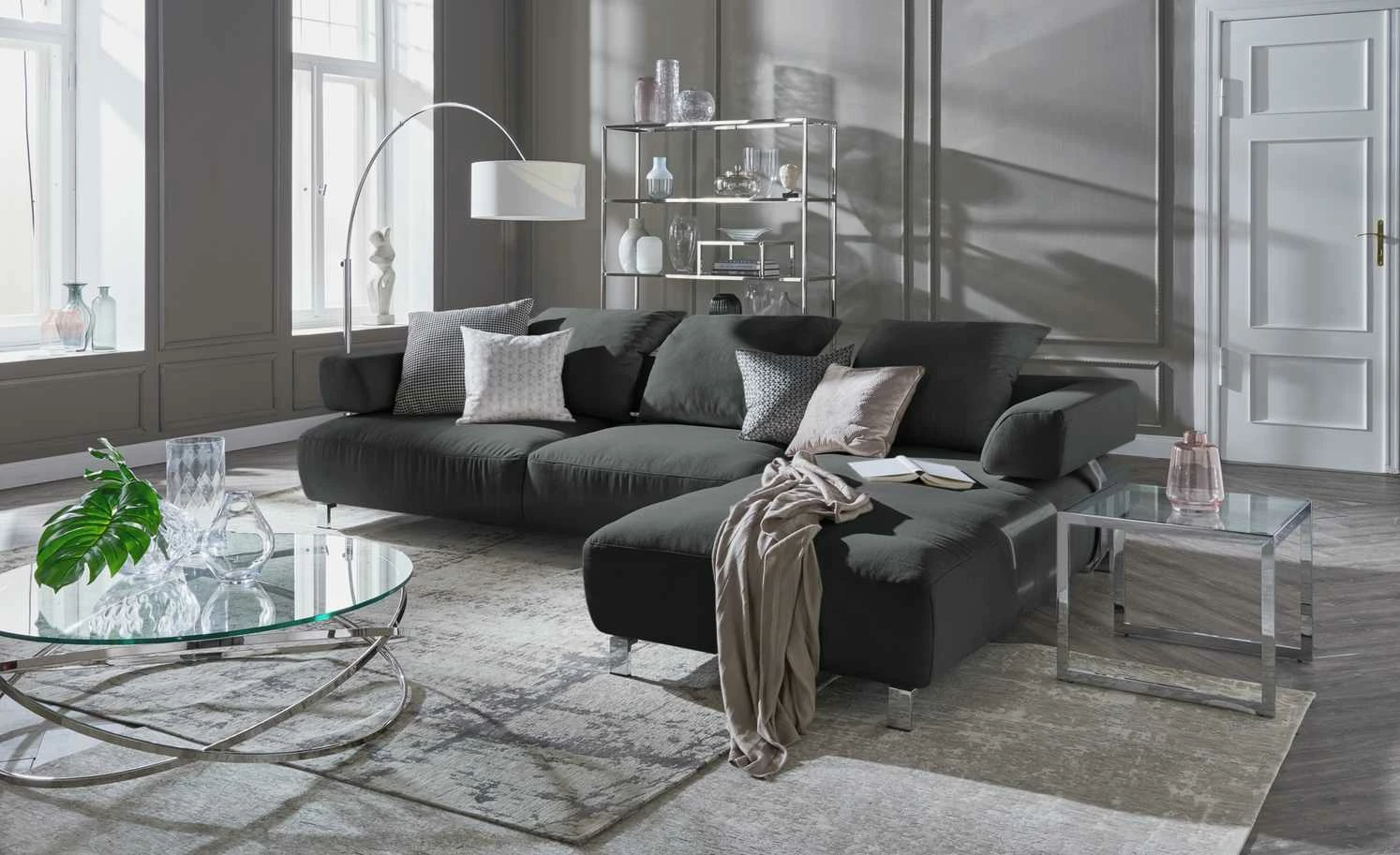 HOME STORY Bogenleuchte mit weißem Stoffschirm 23 HOME STORY Bogenleuchte mit weißem Stoffschirm – Bild 21