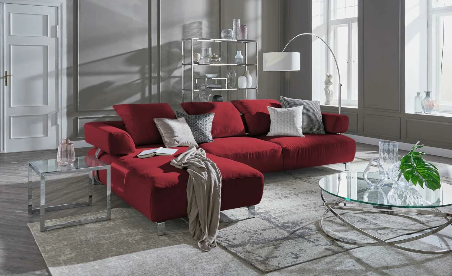 HOME STORY Bogenleuchte mit weißem Stoffschirm 18 HOME STORY Bogenleuchte mit weißem Stoffschirm – Bild 16