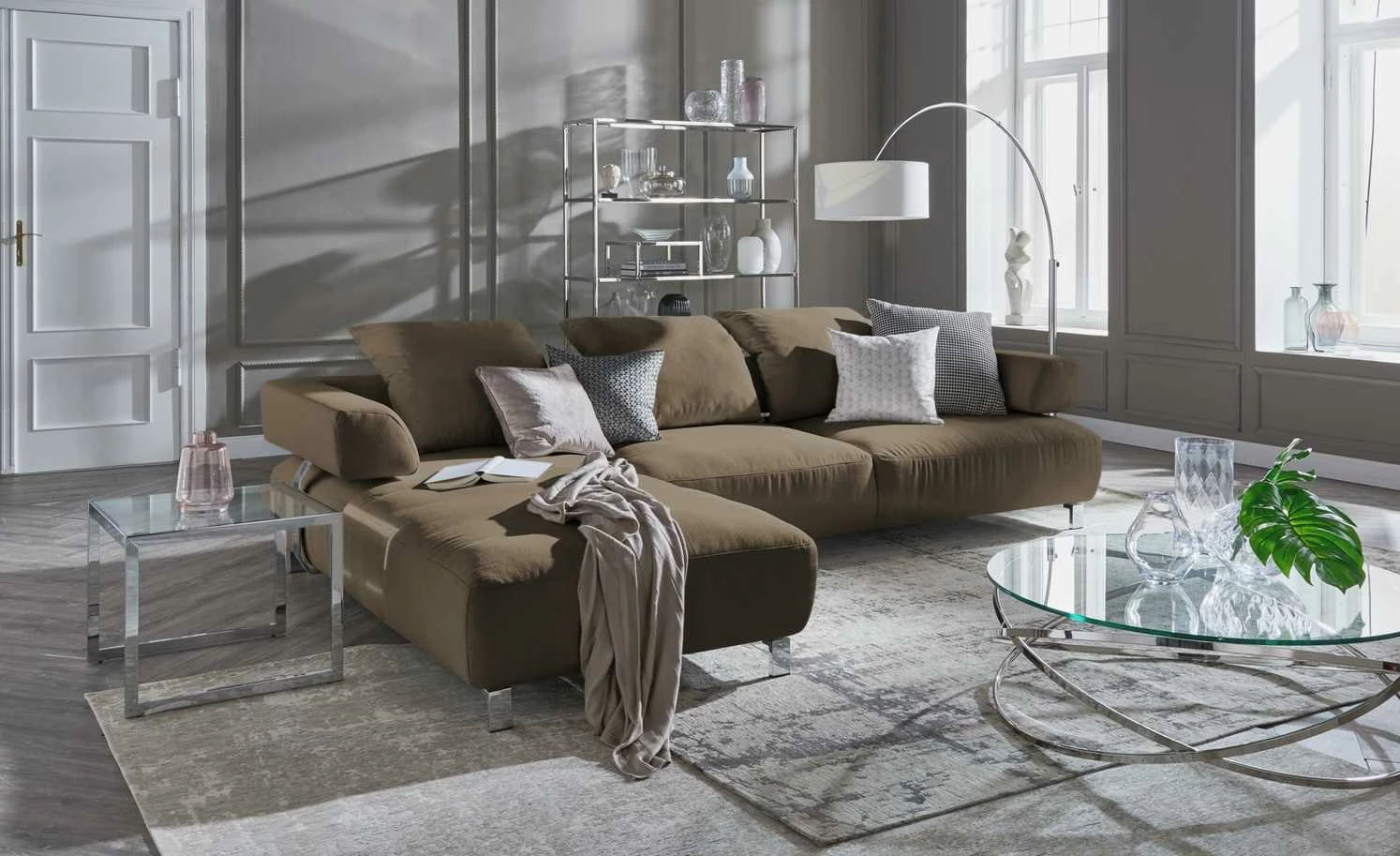 HOME STORY Bogenleuchte mit weißem Stoffschirm 17 HOME STORY Bogenleuchte mit weißem Stoffschirm – Bild 15